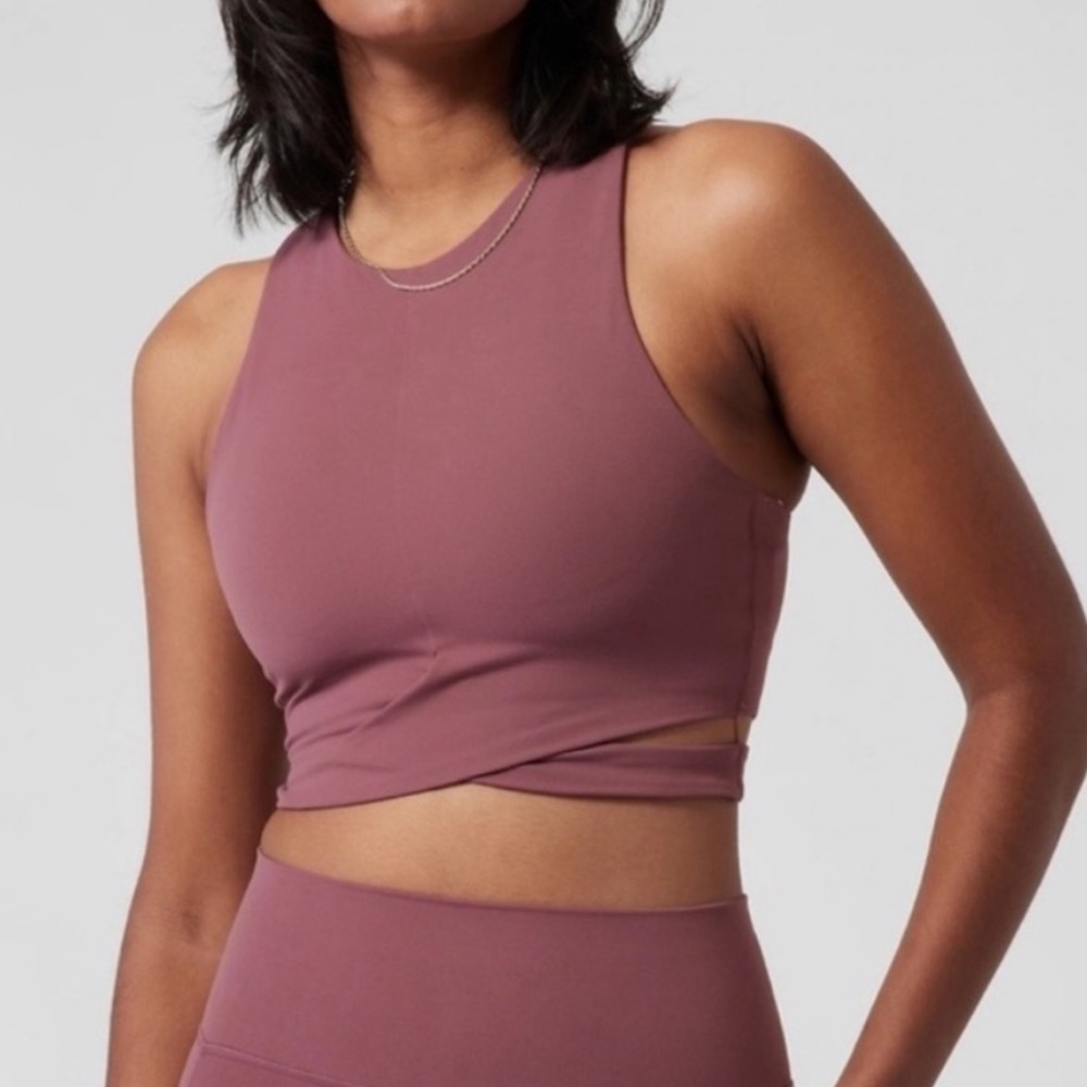 {Athleta} Conscious Cut Out Crop Tank in Tawny Rose - Womens XS - Picture 2 of 12